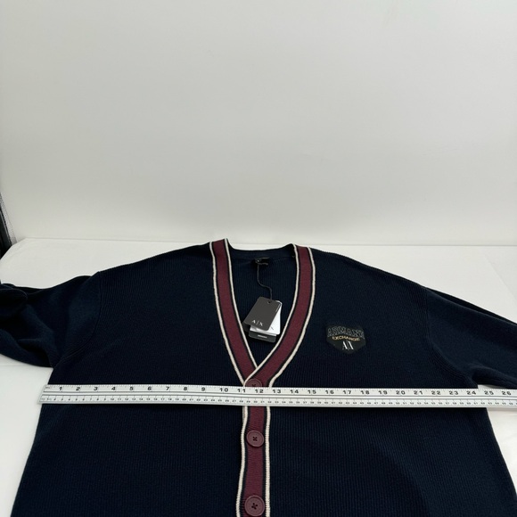 Armani Exchange Cardigan Men’s M Blue V-Neck Button Up Cotton/wool Blend $170 - Picture 11 of 16
